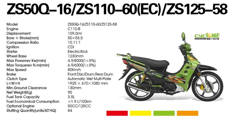 ZONGSHEN ZS50Q-16 specifications