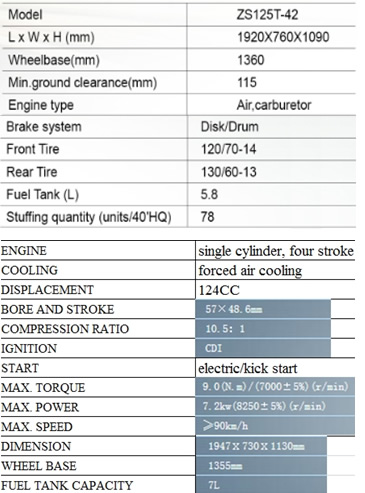 ZS125T-42 typhoon specs 